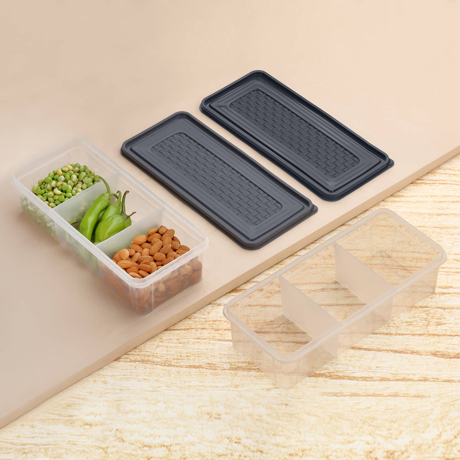     			MAGICSPOON Fridge Storage Polyproplene Grey Spice Container ( Set of 2 )