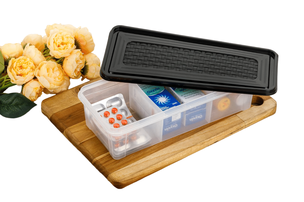     			MAGICSPOON Medicine Pill Box Polyproplene Black Spice Container ( Set of 1 )