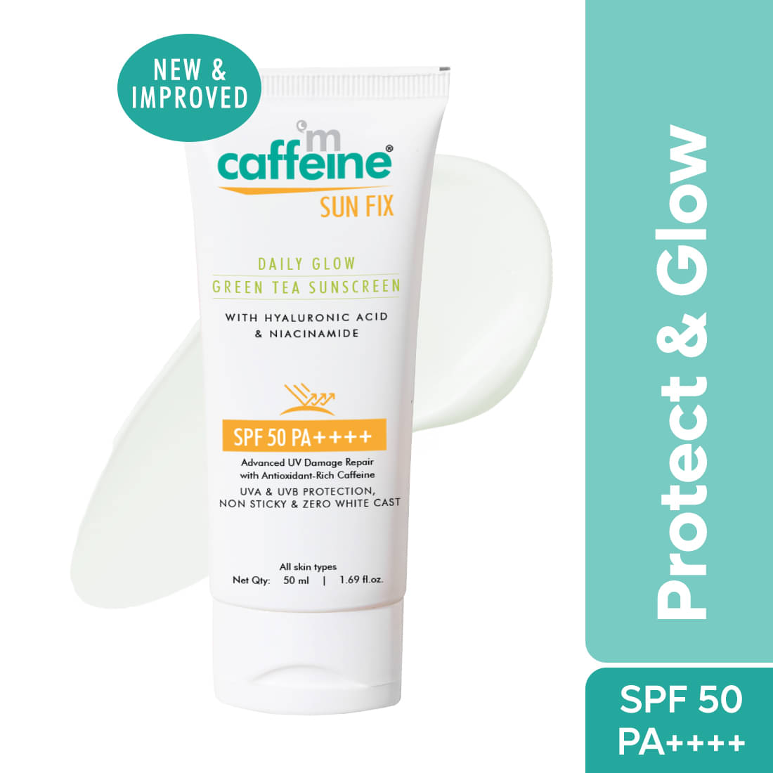    			mCaffeine Daily Glow Green Tea Sunscreen SPF 50 PA++++ 50ml (Pack of 1)