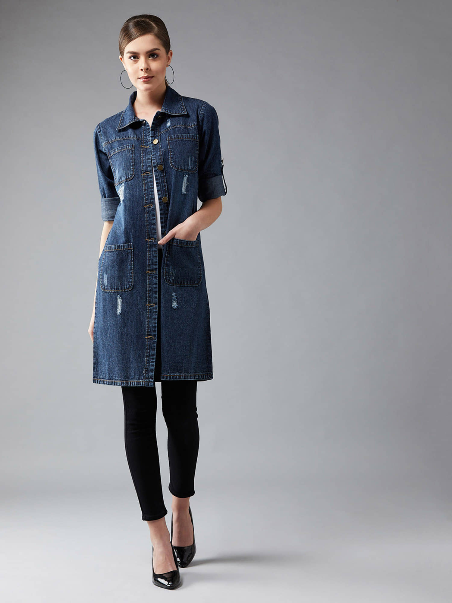Miss Chase - Cotton Navy Over coats - Jackets & Coats | Buy online on ZillyBuy