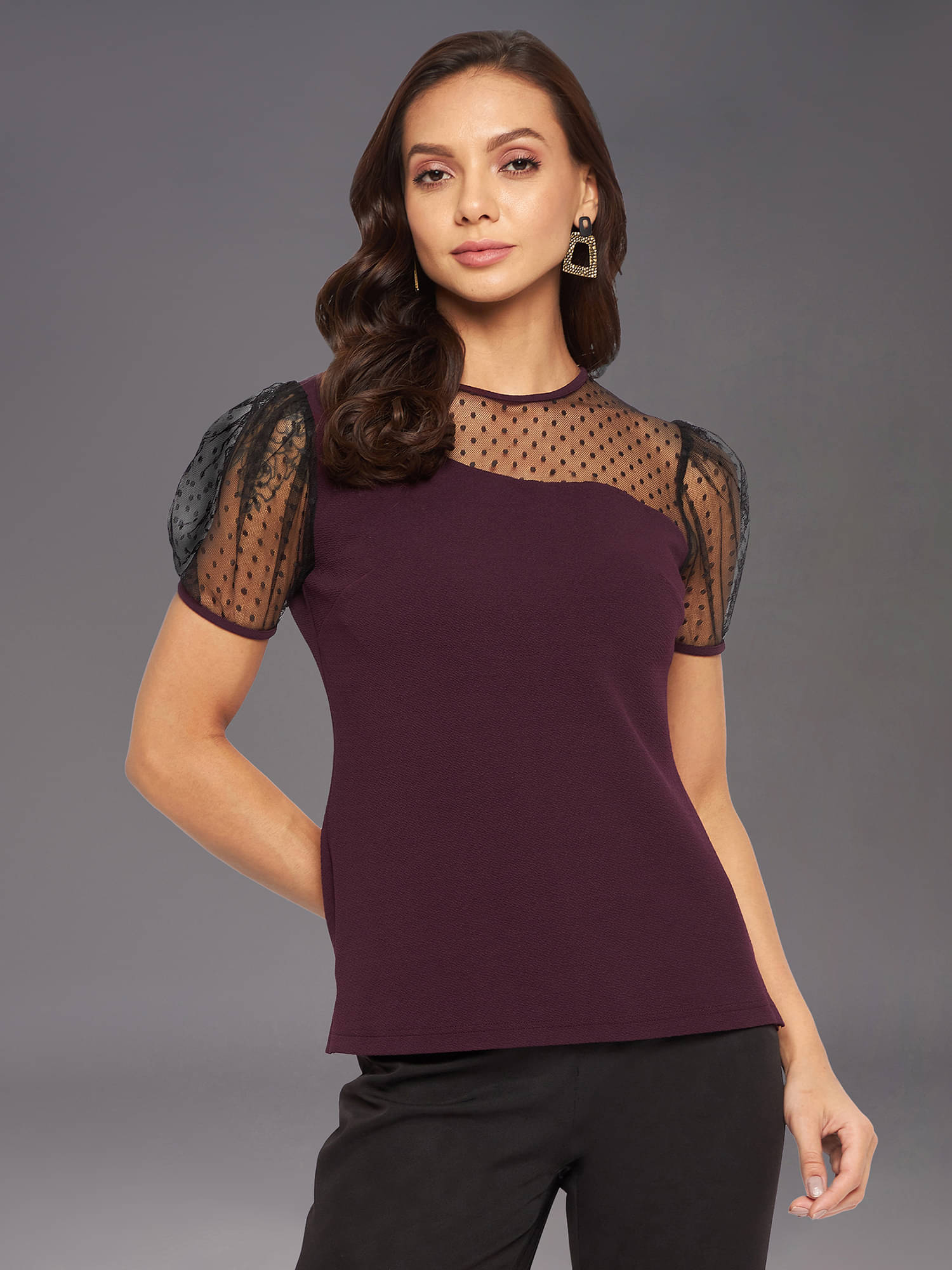     			Miss Chase Women's Polyester Regular Top ( Purple )