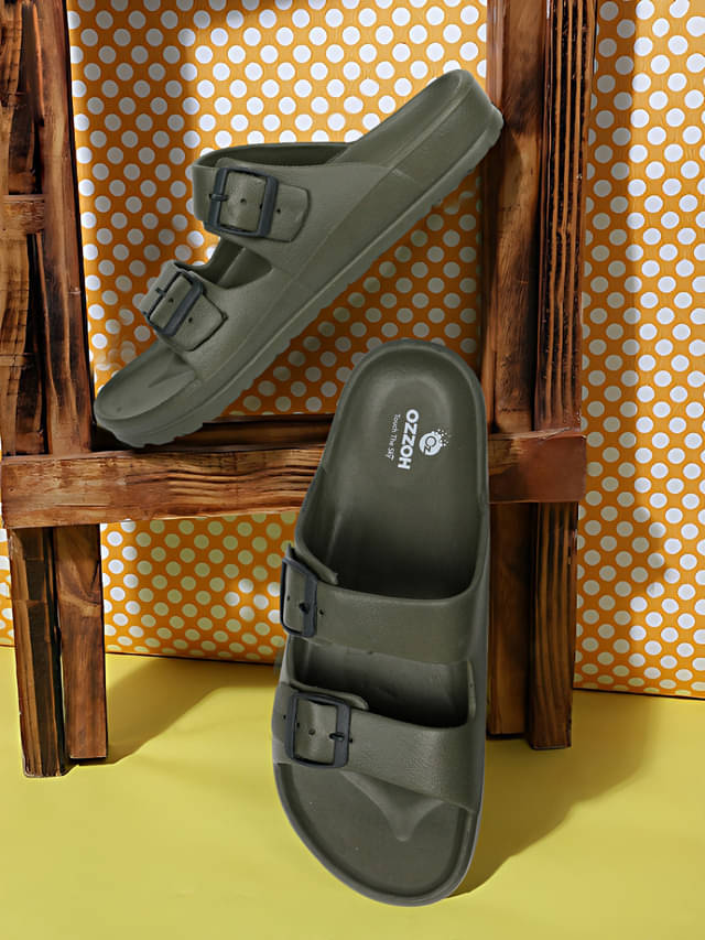     			OZZOH Olive Men's Slide Flip Flop