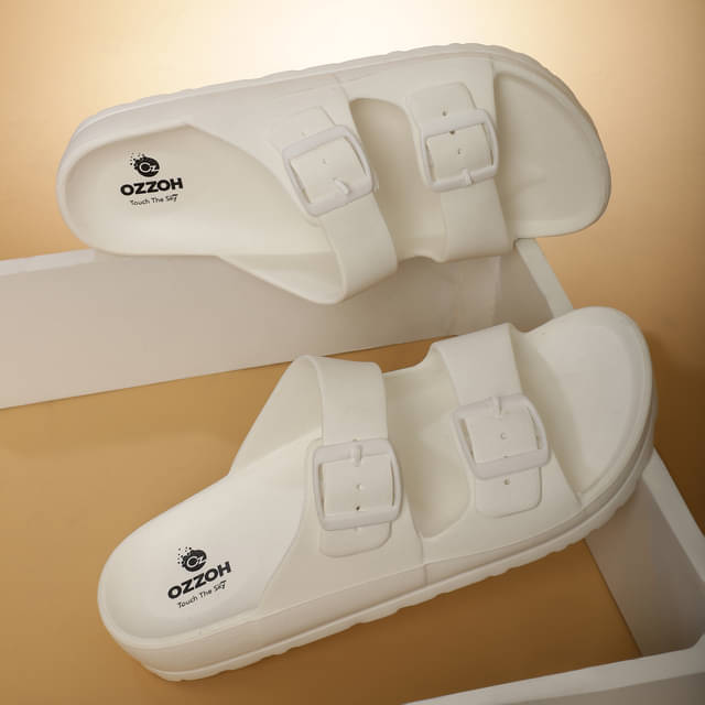     			OZZOH White Men's Slide Flip Flop
