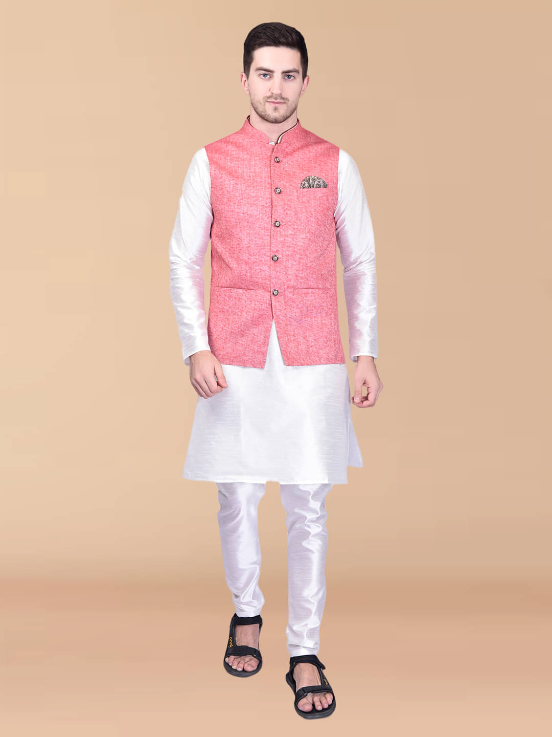     			PRINTCULTR White Silk Regular Fit Men's Kurta Pyjama Set ( Pack of 1 )