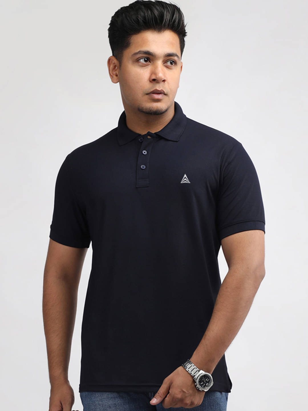     			PROPERSEVEN Pack of 1 Polyester Regular Fit Solid Half Sleeves Men's Polo T Shirt ( Navy )