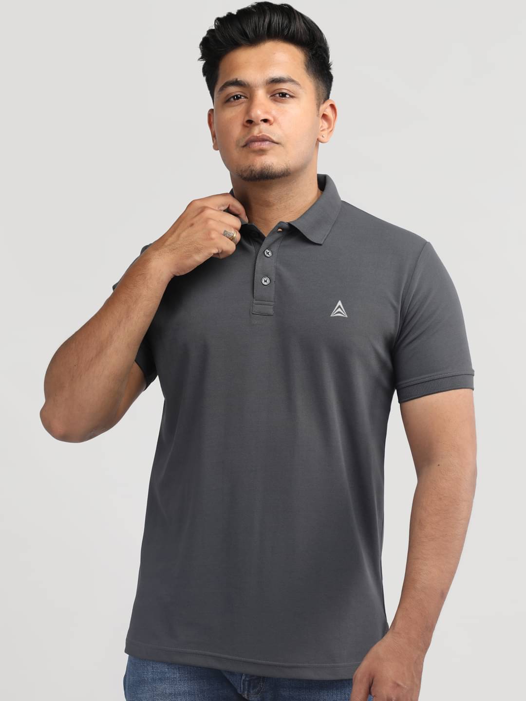 PROPERSEVEN Pack of 1 Polyester Regular Fit Solid Half Sleeves Men's Polo T Shirt ( Charcoal ) PROPERSEVEN Pack of 1 Polyester Regular Fit Solid Half Sleeves Men's Polo T Shirt ( Charcoal )