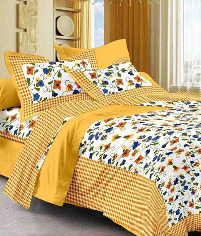Poorak Cotton 1 Double Bedsheet with 2 Pillow Covers ( Yellow ) Poorak Cotton 1 Double Bedsheet with 2 Pillow Covers ( Yellow )