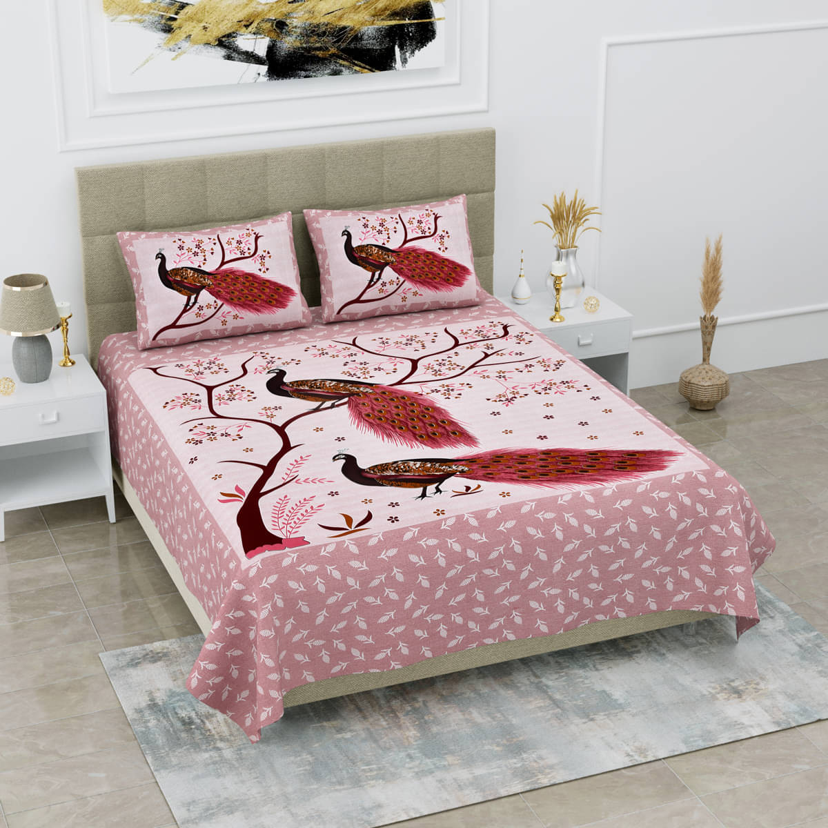 Poorak Cotton 1 Double Bedsheet with 2 Pillow Covers ( Pink ) Poorak Cotton 1 Double Bedsheet with 2 Pillow Covers ( Pink )