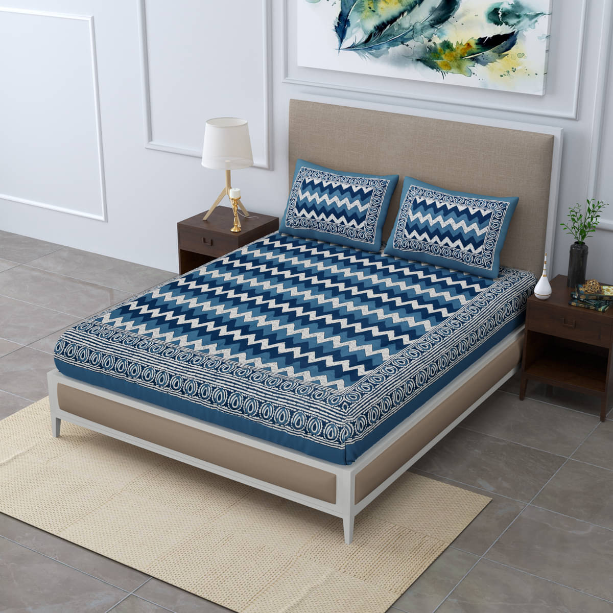     			Poorak Cotton 1 Double Bedsheet with 2 Pillow Covers ( Multicolor )