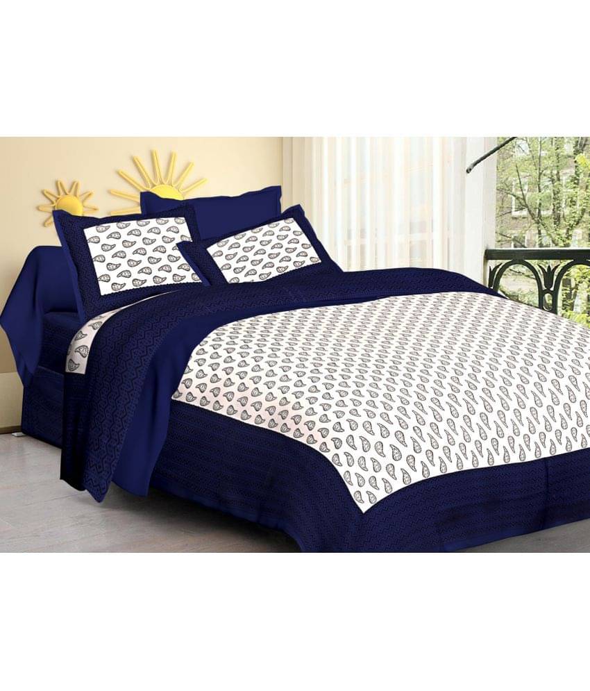 Poorak Cotton 1 Double Bedsheet with 2 Pillow Covers ( Blue ) Poorak Cotton 1 Double Bedsheet with 2 Pillow Covers ( Blue )