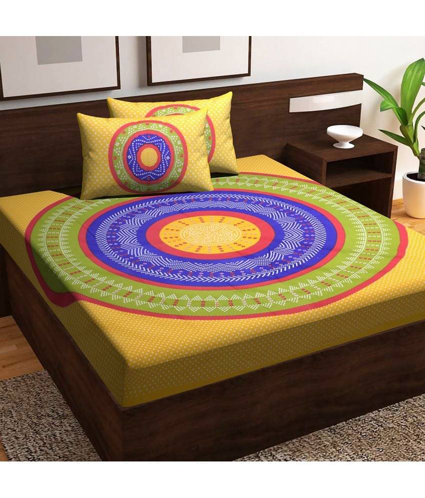 Poorak Cotton 1 Double Bedsheet with 2 Pillow Covers ( Yellow ) Poorak Cotton 1 Double Bedsheet with 2 Pillow Covers ( Yellow )