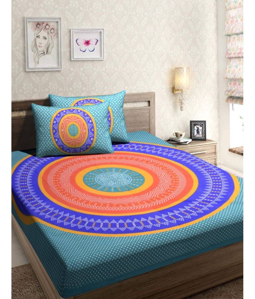 Poorak Cotton 1 Double Bedsheet with 2 Pillow Covers ( Blue ) Poorak Cotton 1 Double Bedsheet with 2 Pillow Covers ( Blue )