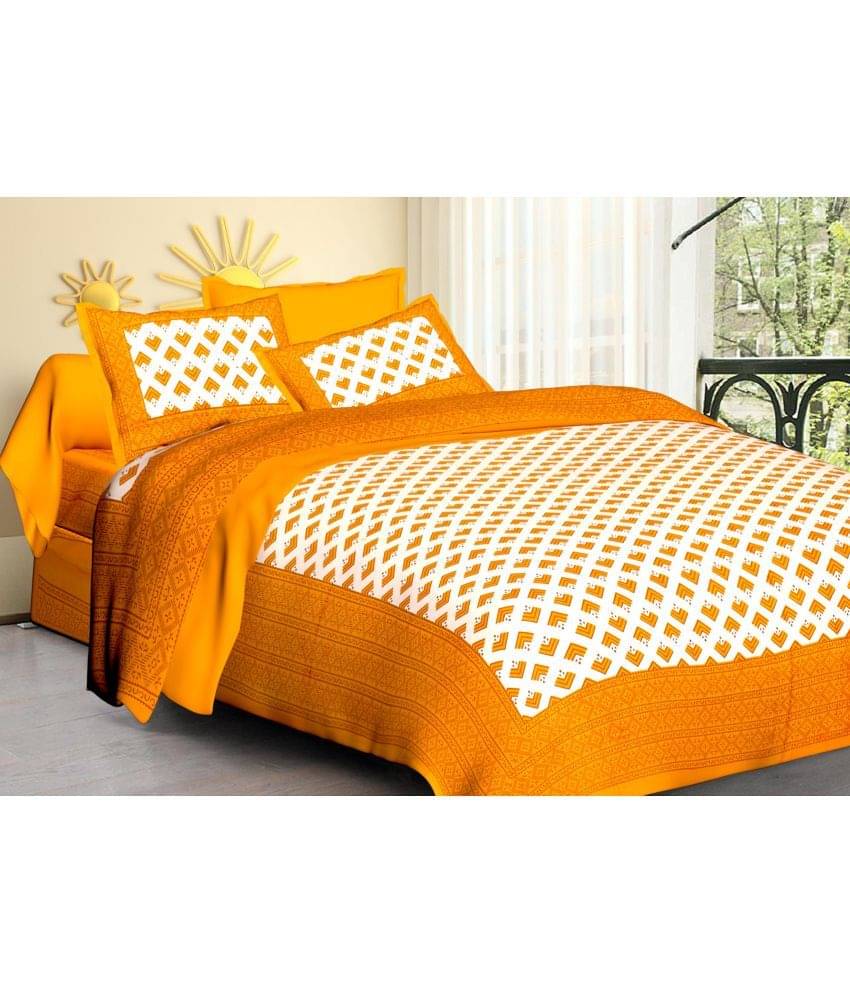 Poorak Cotton 1 Double Bedsheet with 2 Pillow Covers ( Orange ) Poorak Cotton 1 Double Bedsheet with 2 Pillow Covers ( Orange )
