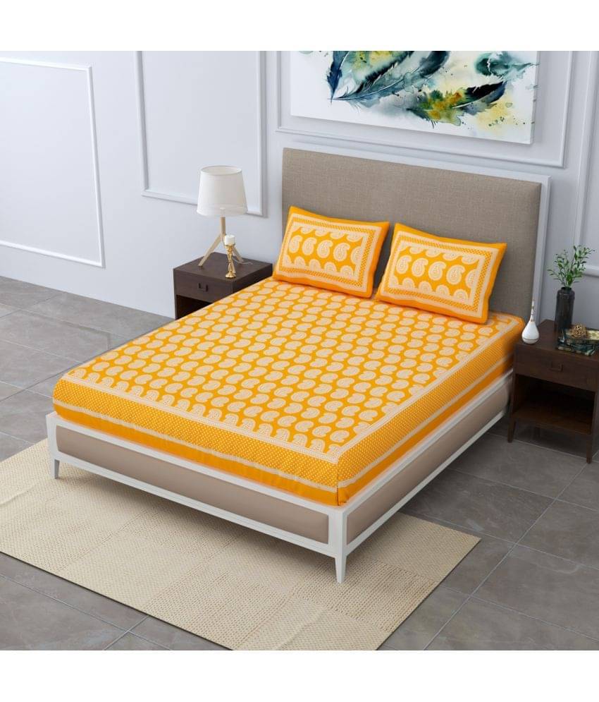 Poorak Cotton 1 Double Bedsheet with 2 Pillow Covers ( Yellow ) Poorak Cotton 1 Double Bedsheet with 2 Pillow Covers ( Yellow )