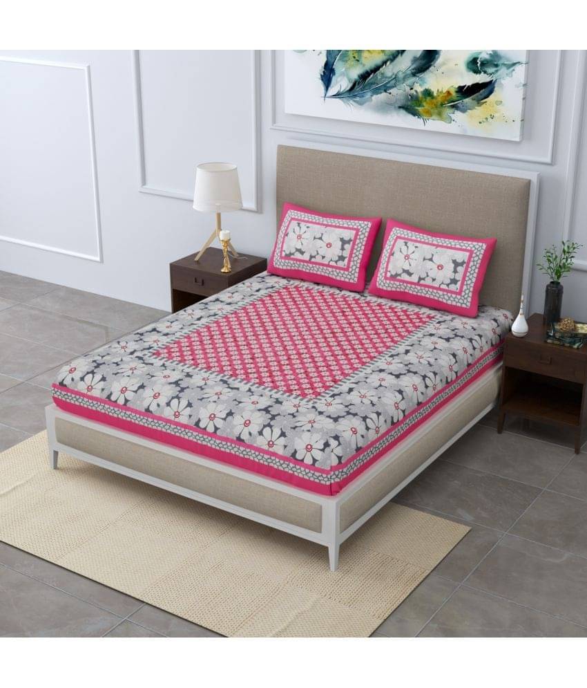 Poorak Cotton 1 Double Bedsheet with 2 Pillow Covers ( Pink ) Poorak Cotton 1 Double Bedsheet with 2 Pillow Covers ( Pink )