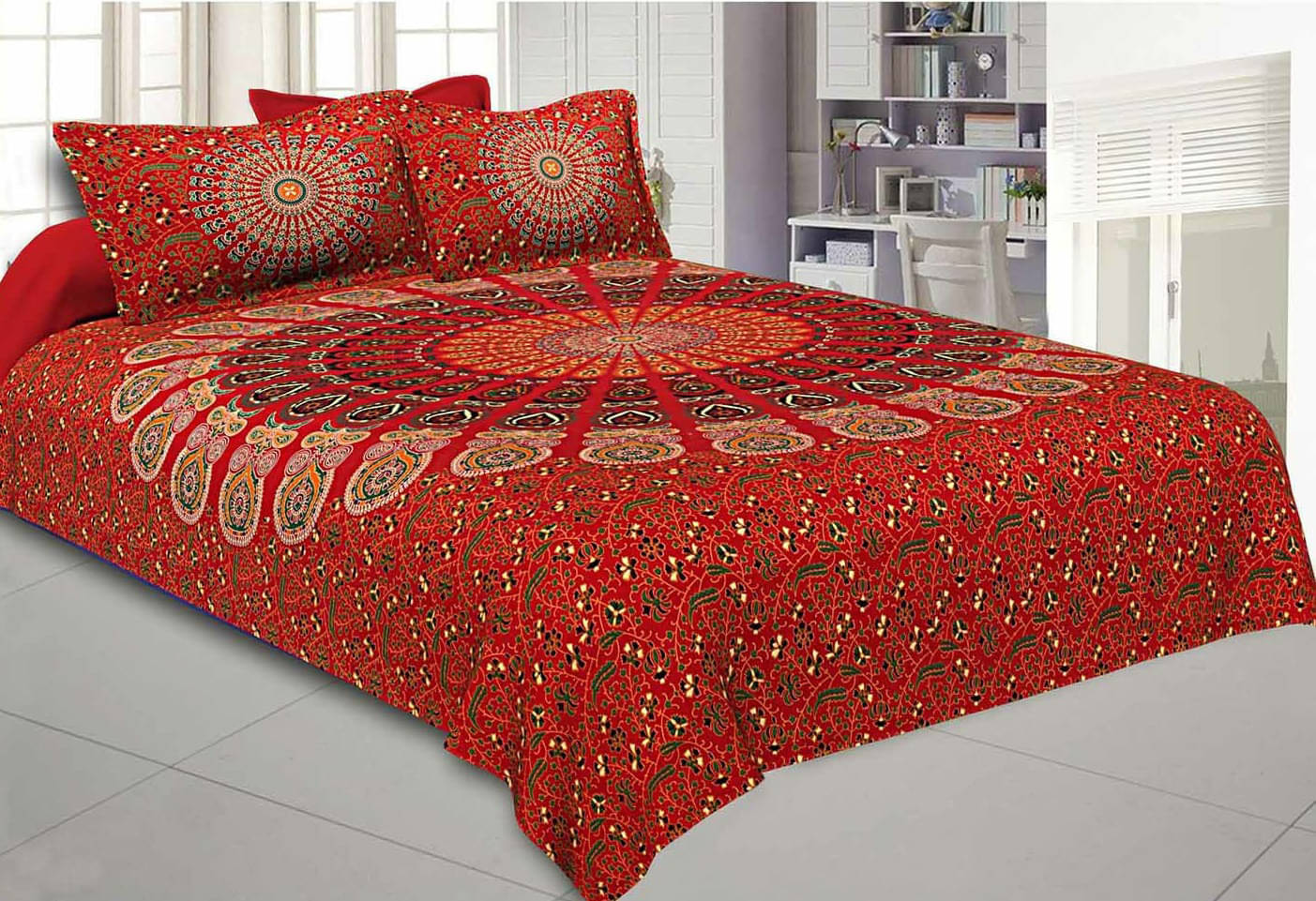 Poorak Cotton 1 Double Bedsheet with 2 Pillow Covers ( Red ) Poorak Cotton 1 Double Bedsheet with 2 Pillow Covers ( Red )