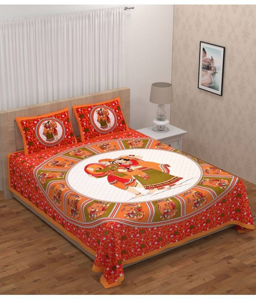     			Poorak Cotton 1 Double Bedsheet with 2 Pillow Covers ( Red )