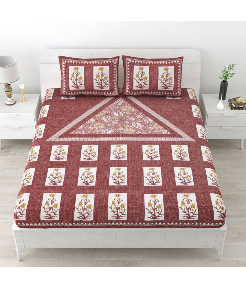     			Poorak Cotton 1 Double Bedsheet with 2 Pillow Covers ( Pink )