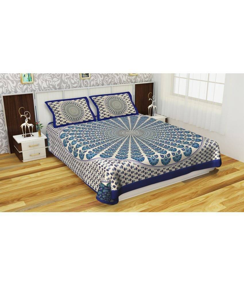 Poorak Cotton 1 Double Bedsheet with 2 Pillow Covers ( Blue ) Poorak Cotton 1 Double Bedsheet with 2 Pillow Covers ( Blue )