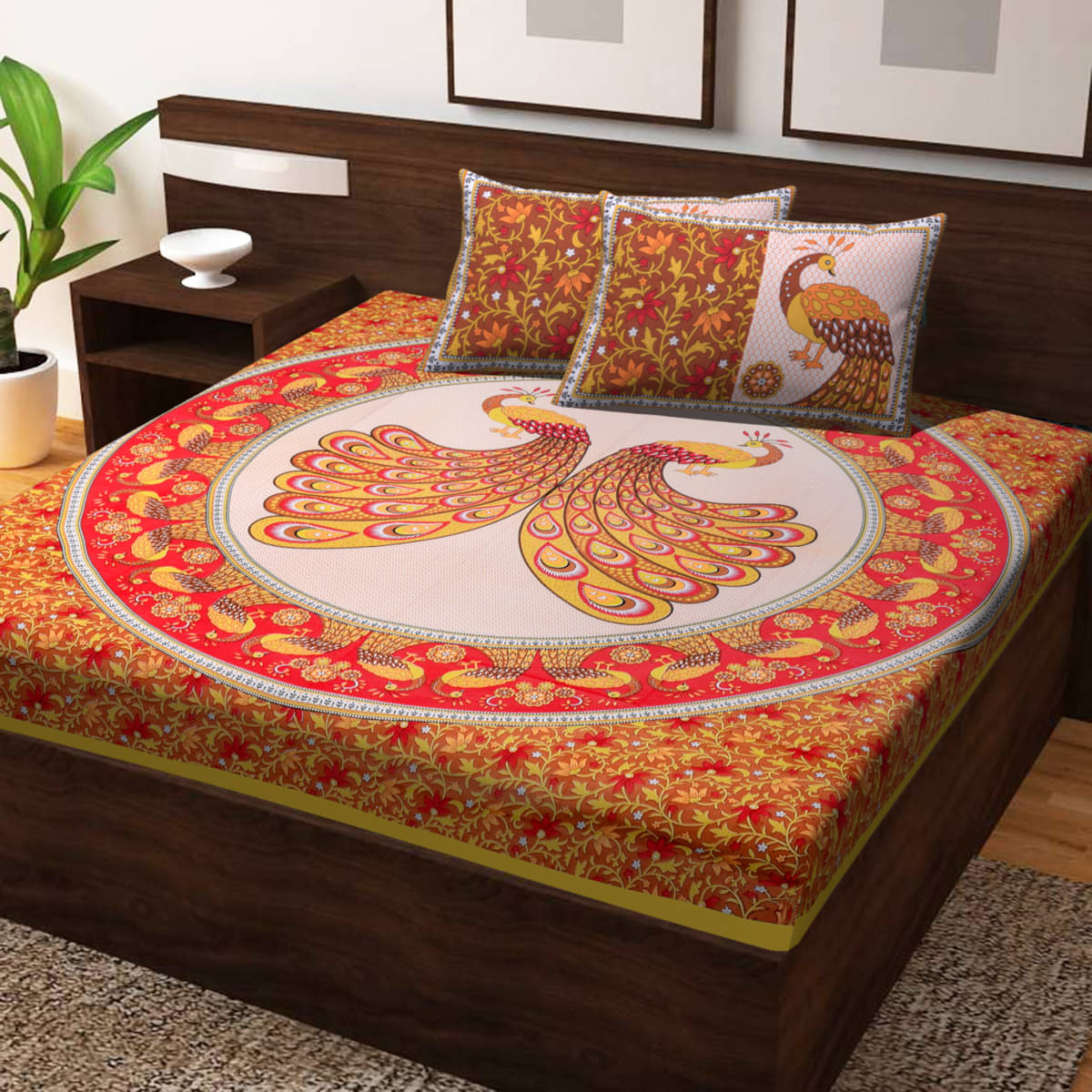 Poorak Cotton 1 Double Bedsheet with 2 Pillow Covers ( Yellow ) Poorak Cotton 1 Double Bedsheet with 2 Pillow Covers ( Yellow )