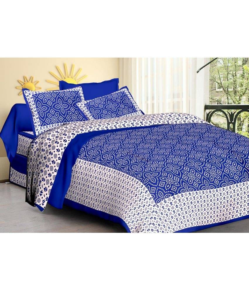 Poorak Cotton 1 Double Bedsheet with 2 Pillow Covers ( Blue ) Poorak Cotton 1 Double Bedsheet with 2 Pillow Covers ( Blue )