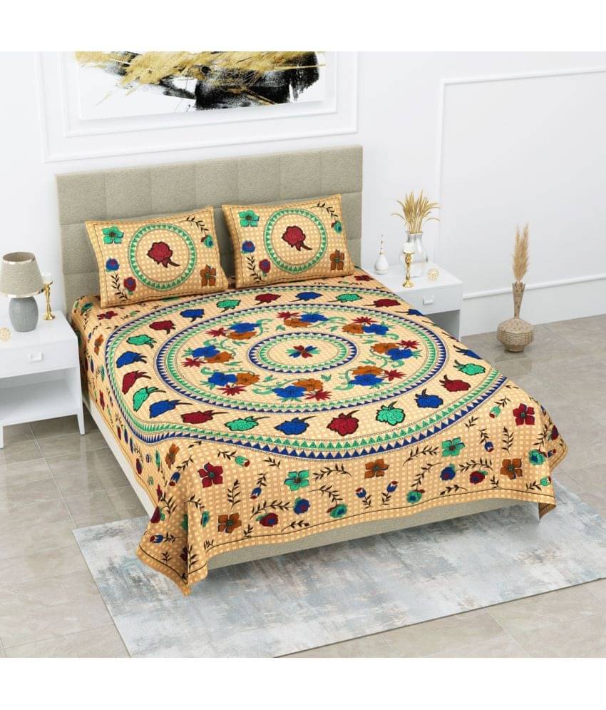     			Poorak Cotton 1 Double Bedsheet with 2 Pillow Covers ( Green )