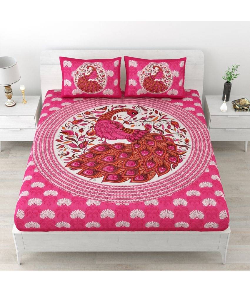 Poorak Cotton 1 Double Bedsheet with 2 Pillow Covers ( Pink ) Poorak Cotton 1 Double Bedsheet with 2 Pillow Covers ( Pink )