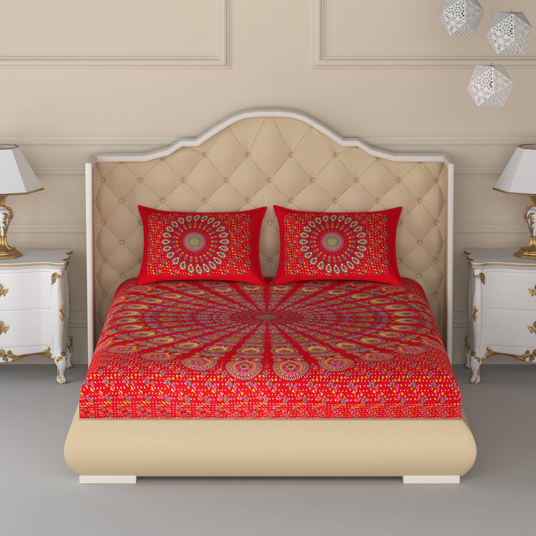 Poorak Cotton 1 Double Bedsheet with 2 Pillow Covers ( Red ) Poorak Cotton 1 Double Bedsheet with 2 Pillow Covers ( Red )