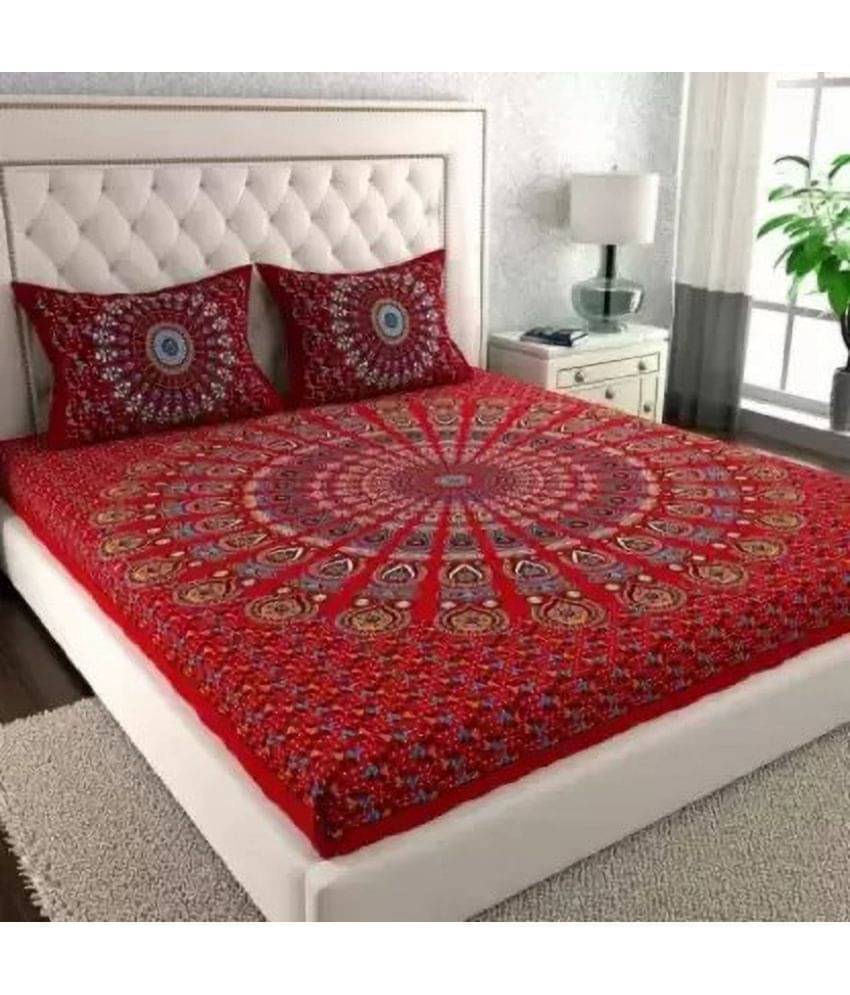 Poorak Cotton 1 Double Bedsheet with 2 Pillow Covers ( Red ) Poorak Cotton 1 Double Bedsheet with 2 Pillow Covers ( Red )