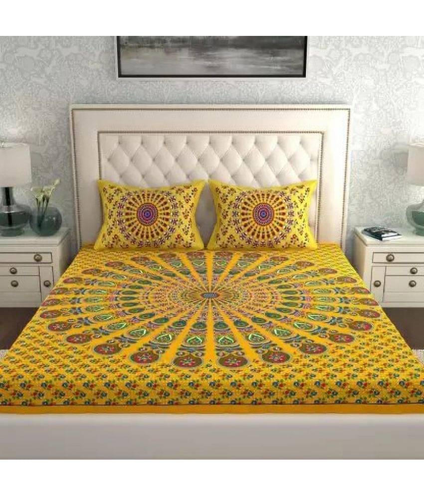Poorak Cotton 1 Double Bedsheet with 2 Pillow Covers ( Yellow ) Poorak Cotton 1 Double Bedsheet with 2 Pillow Covers ( Yellow )