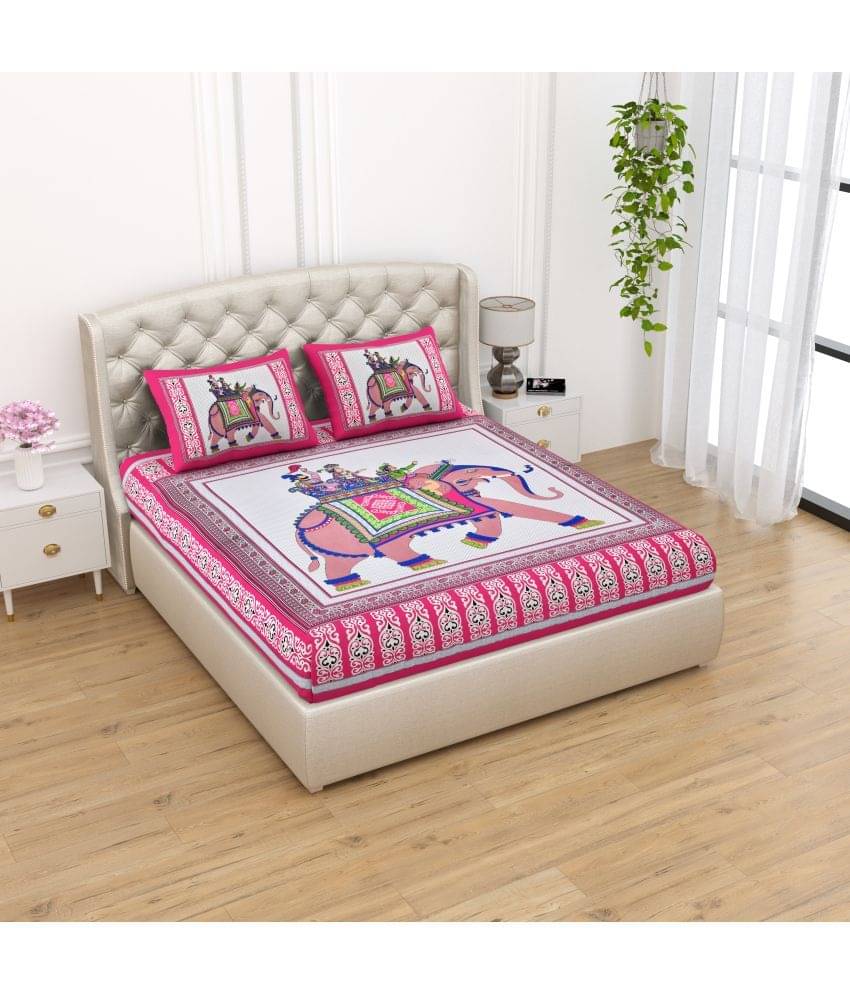 Poorak Cotton 1 Double Bedsheet with 2 Pillow Covers ( Pink ) Poorak Cotton 1 Double Bedsheet with 2 Pillow Covers ( Pink )