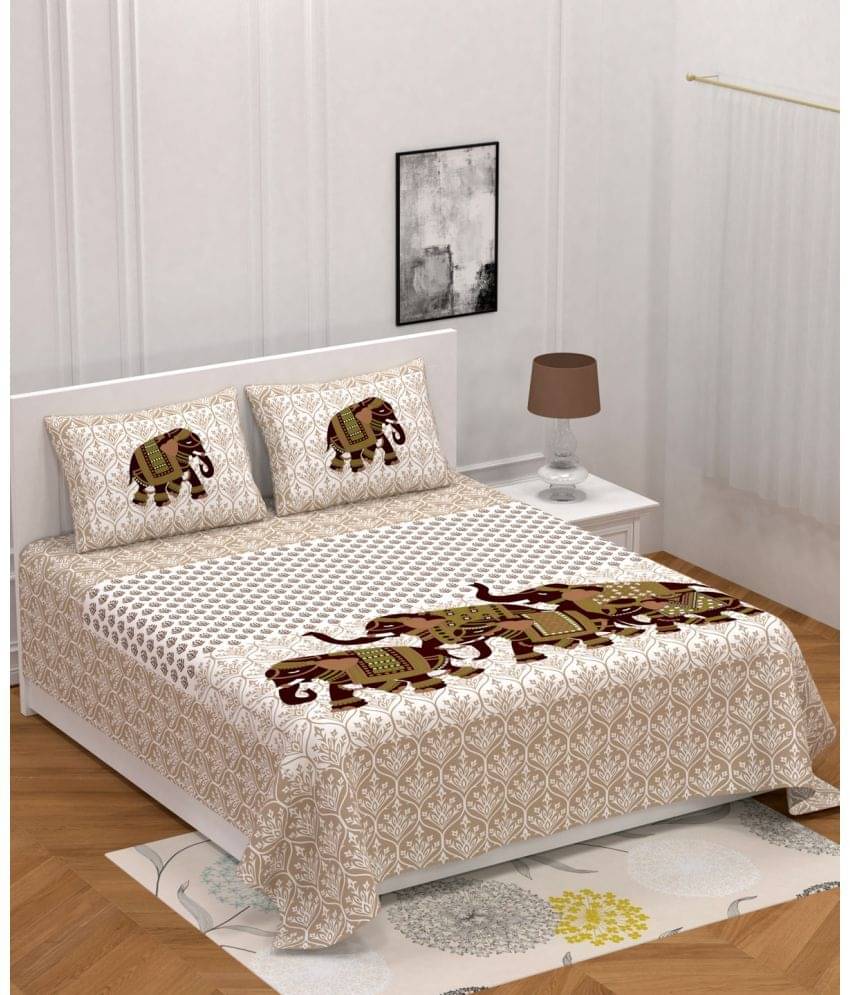 Poorak Cotton 1 Double Bedsheet with 2 Pillow Covers ( Brown ) Poorak Cotton 1 Double Bedsheet with 2 Pillow Covers ( Brown )