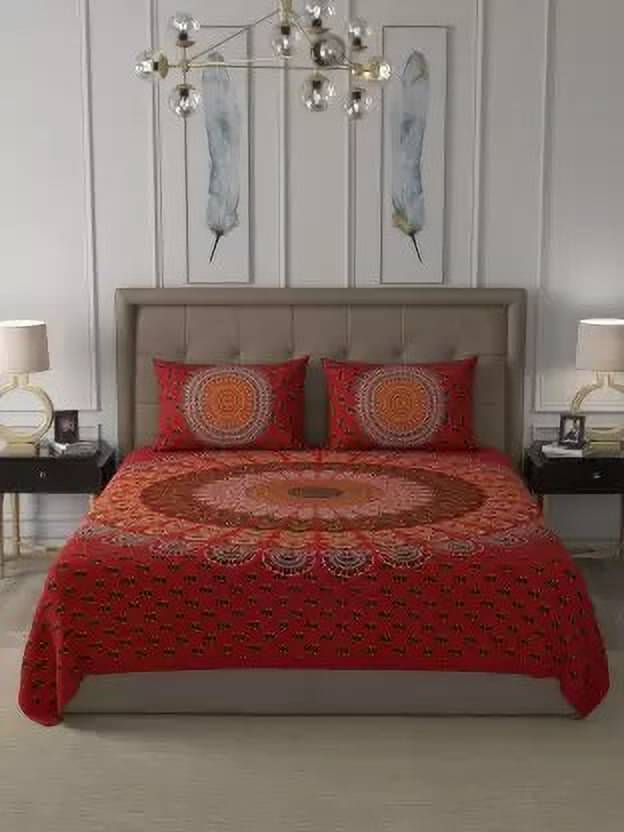 Poorak Cotton 1 Double Bedsheet with 2 Pillow Covers ( Red ) Poorak Cotton 1 Double Bedsheet with 2 Pillow Covers ( Red )
