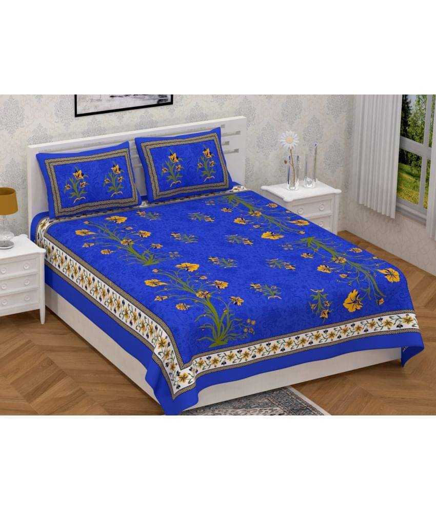 Poorak Cotton 1 Double Bedsheet with 2 Pillow Covers ( Blue ) Poorak Cotton 1 Double Bedsheet with 2 Pillow Covers ( Blue )