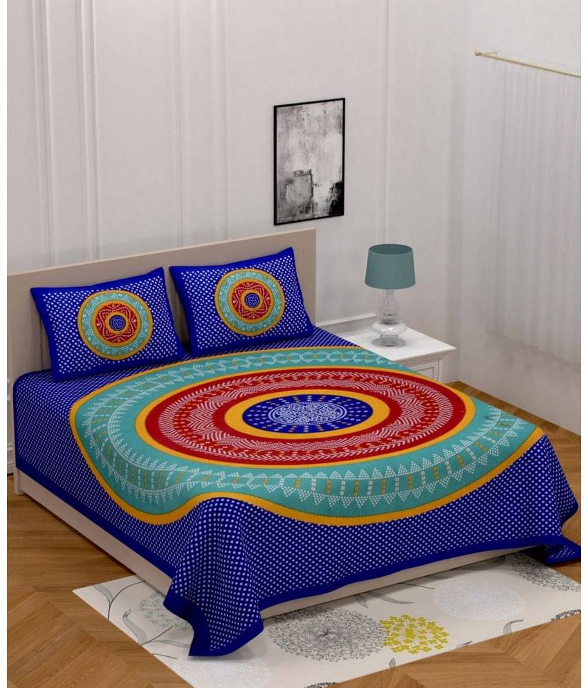 Poorak Cotton 1 Double Bedsheet with 2 Pillow Covers ( Blue ) Poorak Cotton 1 Double Bedsheet with 2 Pillow Covers ( Blue )