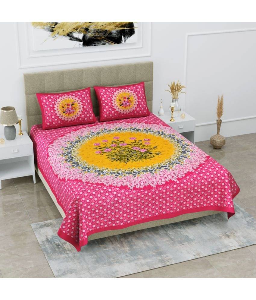 Poorak Cotton 1 Double Bedsheet with 2 Pillow Covers ( Pink ) Poorak Cotton 1 Double Bedsheet with 2 Pillow Covers ( Pink )