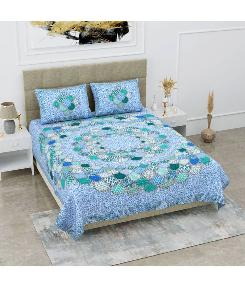 Poorak Cotton 1 Double Bedsheet with 2 Pillow Covers ( Blue ) Poorak Cotton 1 Double Bedsheet with 2 Pillow Covers ( Blue )