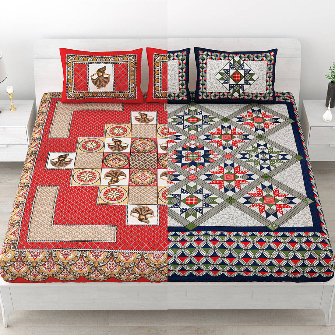     			Poorak Cotton 1 Double Bedsheet with 2 Pillow Covers ( Multicolor )