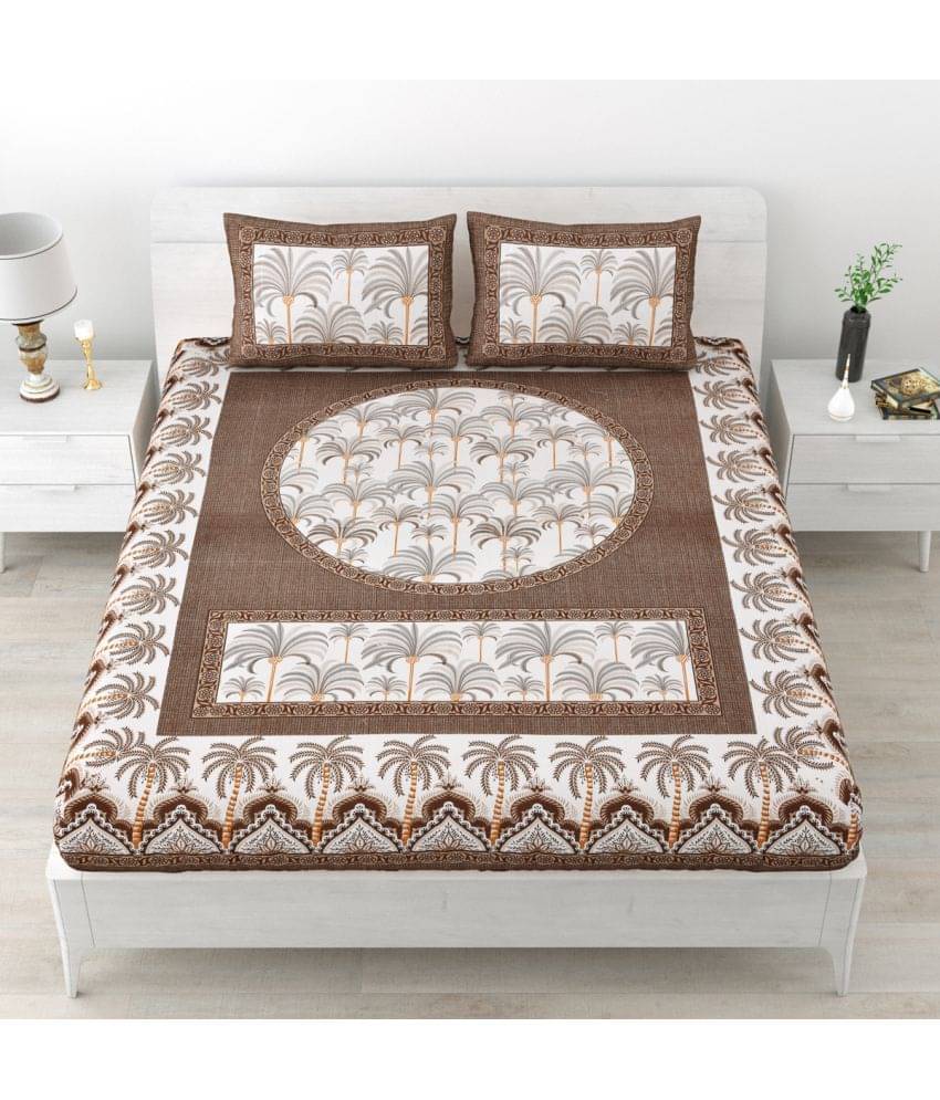     			Poorak Cotton 1 Double Bedsheet with 2 Pillow Covers ( Brown )
