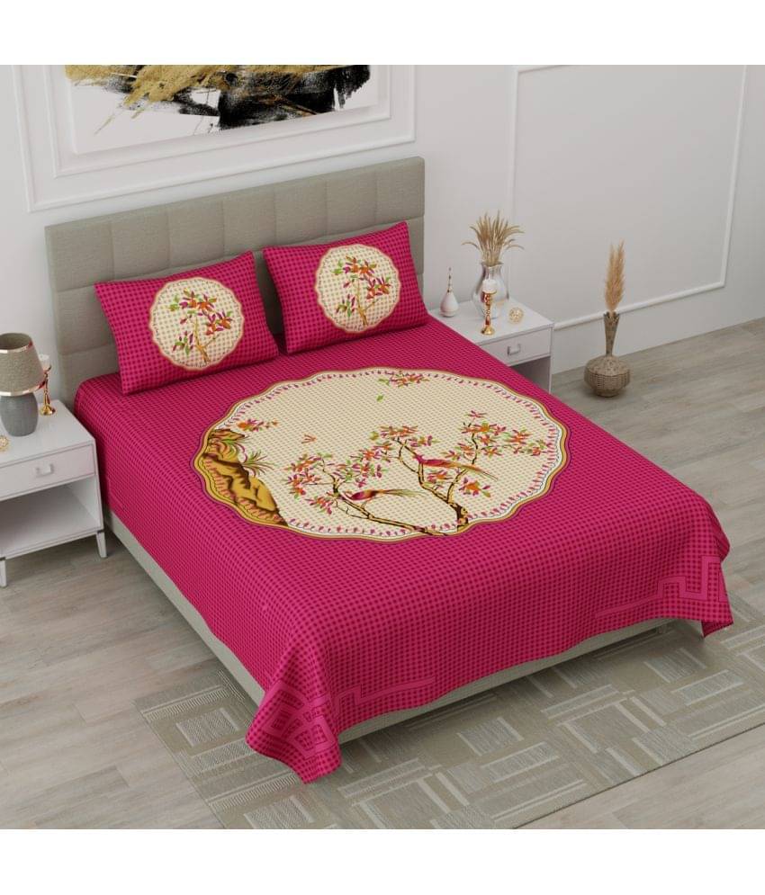 Poorak Cotton 1 Double Bedsheet with 2 Pillow Covers ( Pink ) Poorak Cotton 1 Double Bedsheet with 2 Pillow Covers ( Pink )