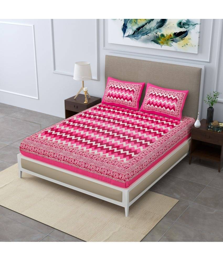 Poorak Cotton 1 Double Bedsheet with 2 Pillow Covers ( Pink ) Poorak Cotton 1 Double Bedsheet with 2 Pillow Covers ( Pink )