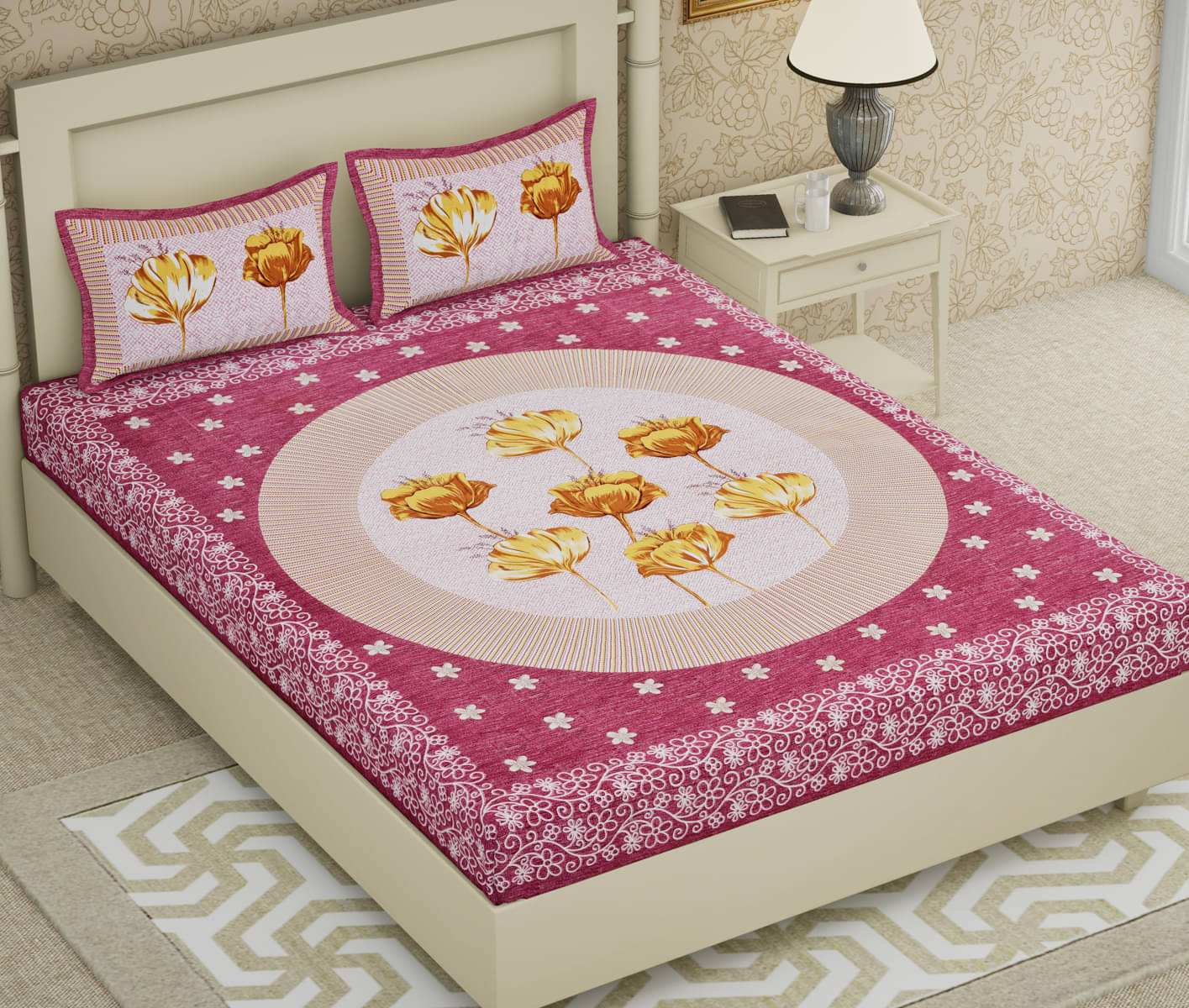 Poorak Cotton 1 Double Bedsheet with 2 Pillow Covers ( Red ) Poorak Cotton 1 Double Bedsheet with 2 Pillow Covers ( Red )