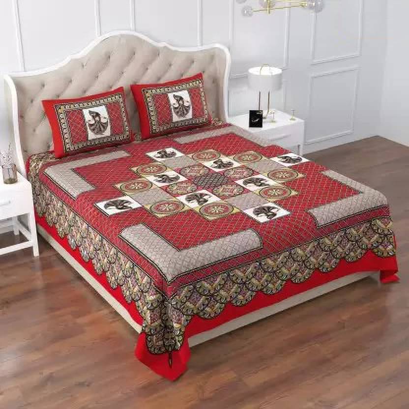 Poorak Cotton 1 Double Bedsheet with 2 Pillow Covers ( Red ) Poorak Cotton 1 Double Bedsheet with 2 Pillow Covers ( Red )