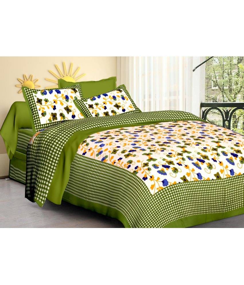 Poorak Cotton 1 Double Bedsheet with 2 Pillow Covers ( Green ) Poorak Cotton 1 Double Bedsheet with 2 Pillow Covers ( Green )