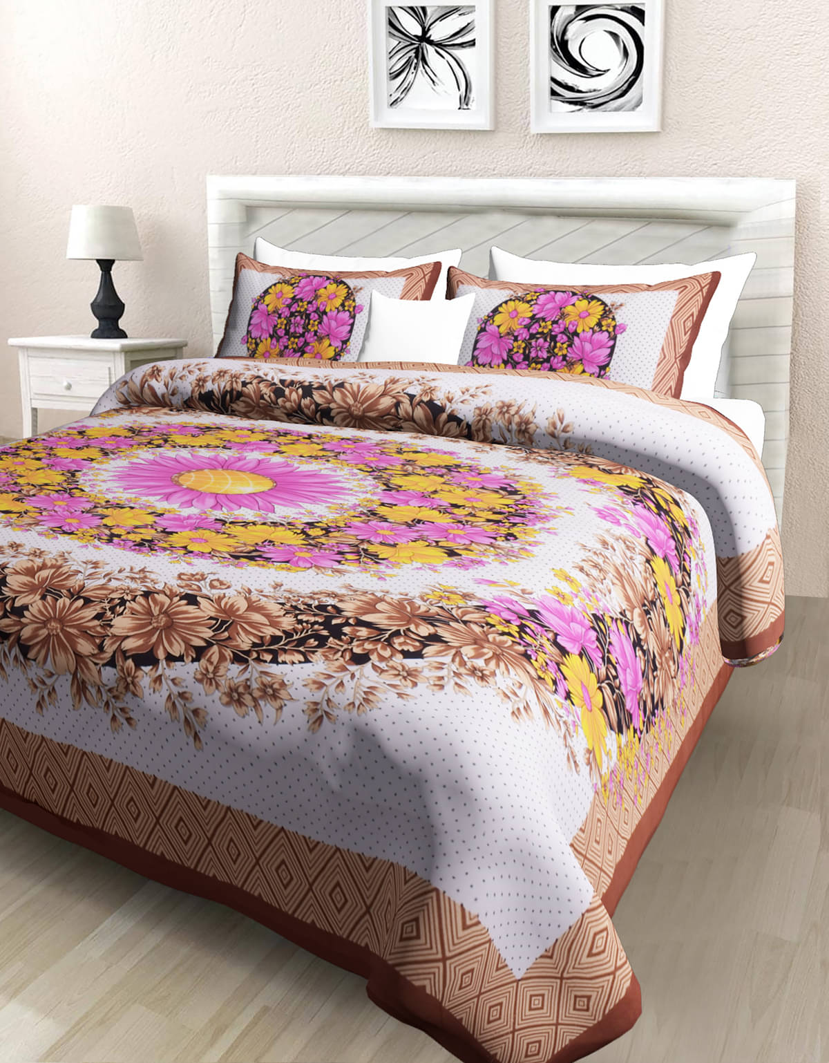 Poorak Cotton 1 Double Bedsheet with 2 Pillow Covers ( Brown ) Poorak Cotton 1 Double Bedsheet with 2 Pillow Covers ( Brown )