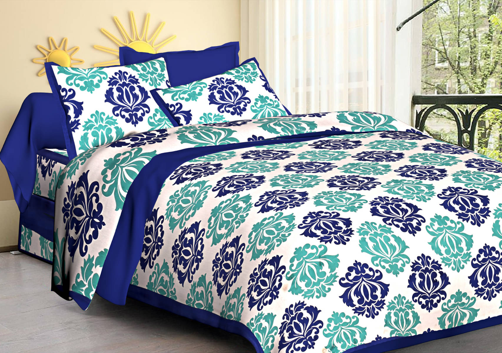 Poorak Cotton 1 Double Bedsheet with 2 Pillow Covers ( Blue ) Poorak Cotton 1 Double Bedsheet with 2 Pillow Covers ( Blue )