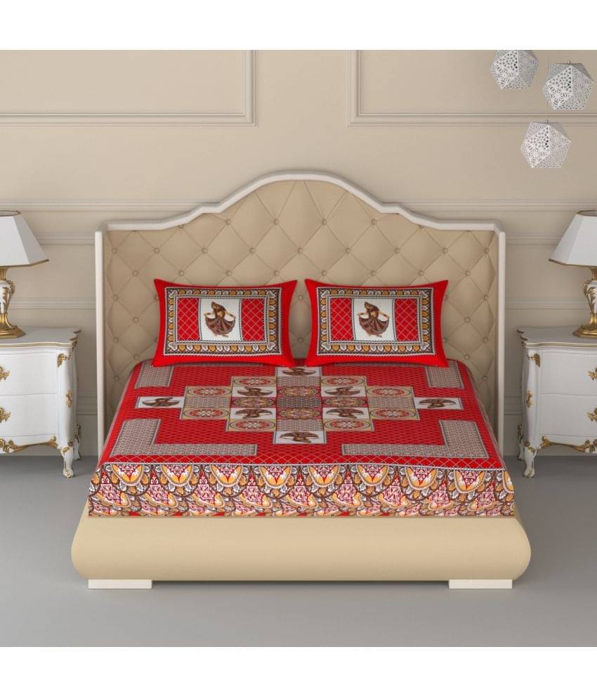 Poorak Cotton 1 Double Bedsheet with 2 Pillow Covers ( Red ) Poorak Cotton 1 Double Bedsheet with 2 Pillow Covers ( Red )