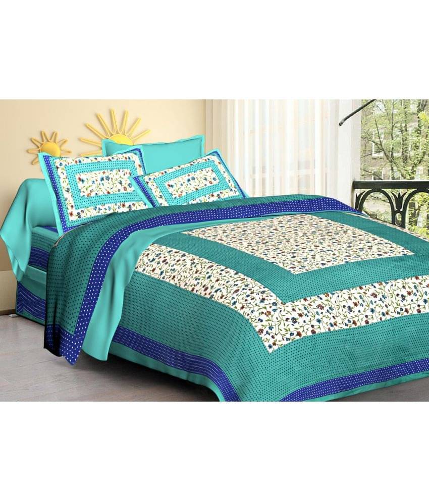     			Poorak Cotton 1 Double Bedsheet with 2 Pillow Covers ( Green )
