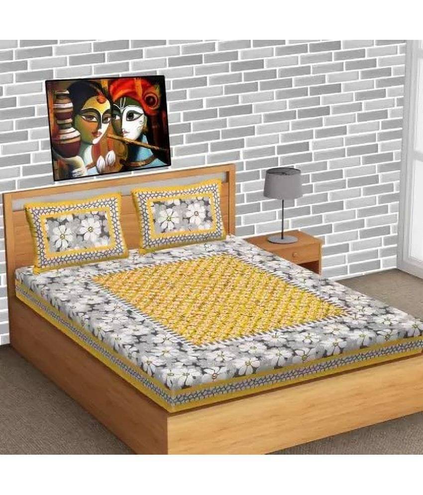 Poorak Cotton 1 Double Bedsheet with 2 Pillow Covers ( Yellow ) Poorak Cotton 1 Double Bedsheet with 2 Pillow Covers ( Yellow )