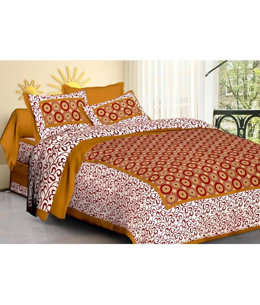     			Poorak Cotton 1 Double Bedsheet with 2 Pillow Covers ( Brown )